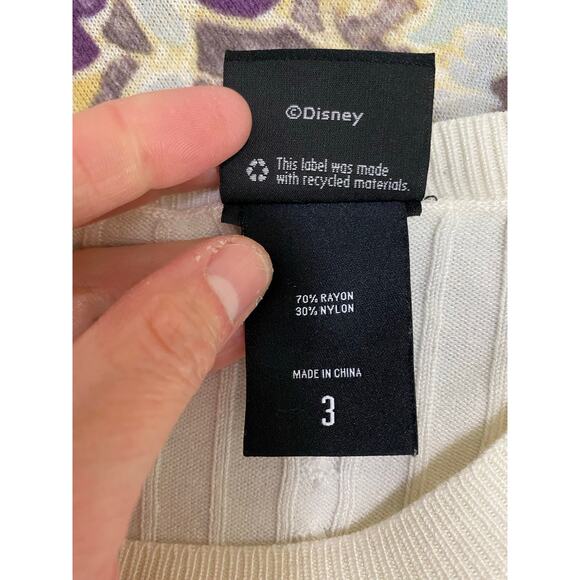 Disney Size 3 Cream Rayon Nylon Blend Mickey Mouse Crew Neck Pullover Sweater - Picture 5 of 7